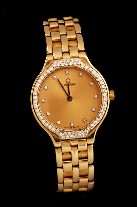 omega gold women watch|18k omega ladies watch.